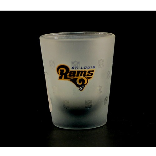 Style Change Blowout - ST. LOUIS RAMS Shot Glasses - Classic Frosted Style - 24 For $12.00 - Wholesale Los Angeles Rams Products - Rams Merchandise