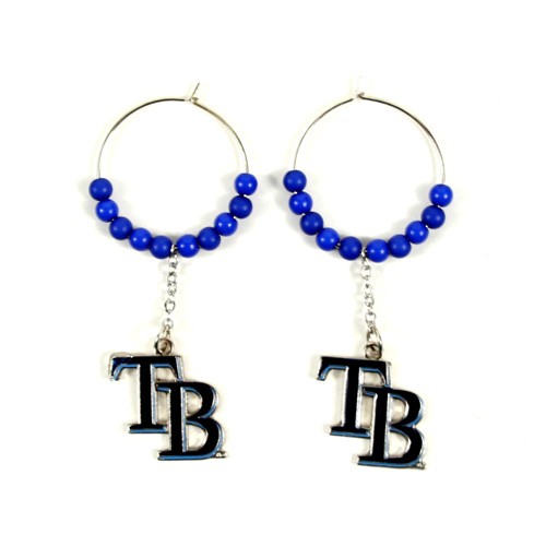 Tampa Bay DRays Earrings - 1" Multi Bead Hoop Earrings - 12 Pair For $36.00 - Wholesale Tampa Bay Rays Products - Rays Merchandise
