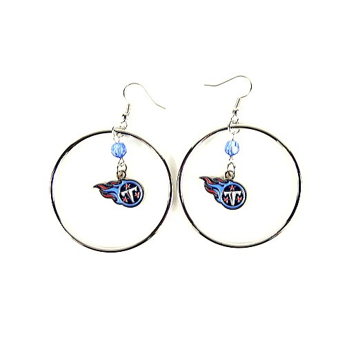 Tennessee Titans Earrings - 2" Color Bead Hoop Dangle Earrings - $4.00 Per Pair - Wholesale Tennessee Titans Product - Titans Merchandise