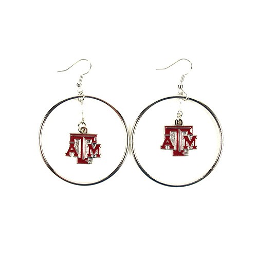 Texas A&M Earrings - 2" Color Bead Hoop Earrings - 12 Pair For $42.00 - Texas A&M