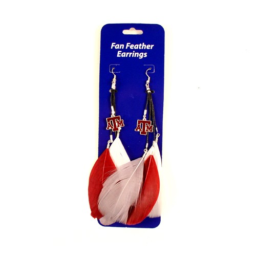 Texas A&M Earrings - Dangle Feather Style - $2.75 Per Pair - Texas A&M