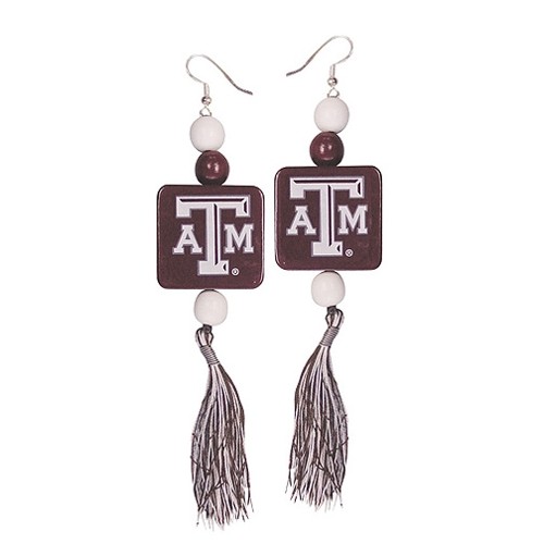 Texas A&M Earrings - Wood Dangle Earrings - England Style - 12 Pair For $30.00 - Texas A&M