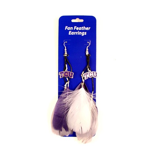 Texas Christian University - TCU Earrings - Dangle Feather Style - $2.75 Per Pair - TCU