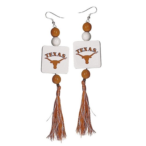 Texas Longhorns Earrings - Wood England Style Dangle Earrings - 12 Pair For $30.00 - Texas Longhorns