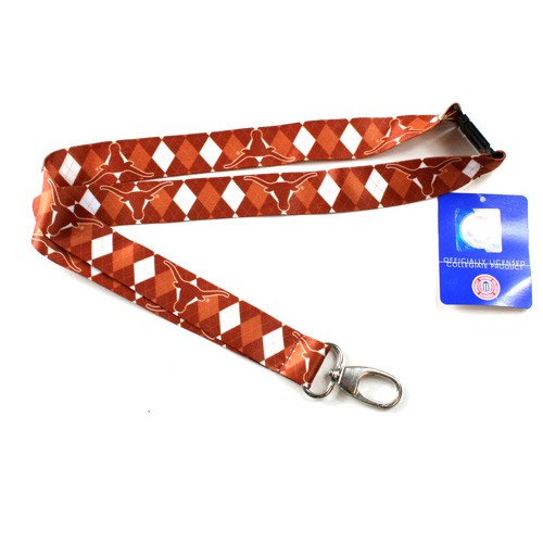 Texas Longhorns Lanyards - Argyle Style Lanyards - 12 For $24.00 - Texas Longhorns