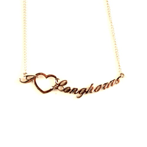 Texas Longhorns Necklace - Heart Style - $4.00 Each - Texas Longhorns