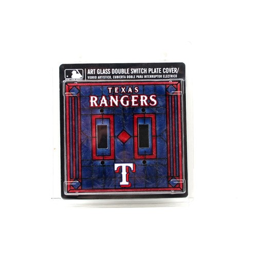 Texas Rangers - Double Switch Plate Cover - Stained Glass Vintage Look - 12 For $18.00 - Wholesale Texas Rangers Products - Rangers Merchandise