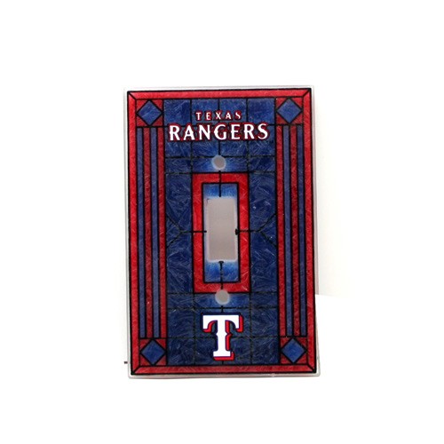 Texas Rangers - Switch Plate Cover - Stained Glass Vintage Look - 12 For $18.00 - Wholesale Texas Rangers Products - Rangers Merchandise