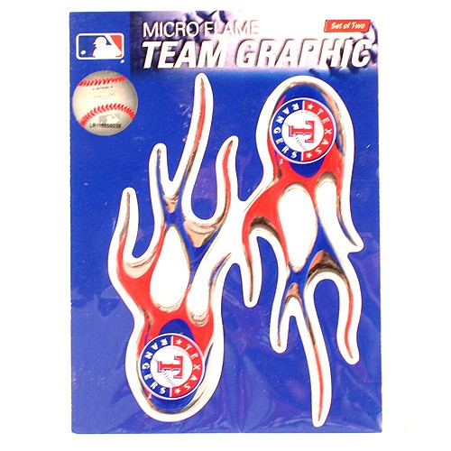 Texas Rangers Decals - Team Graphic FLAME Decals - $3.50 Each - Wholesale Texas Rangers Products - Rangers Merchandise