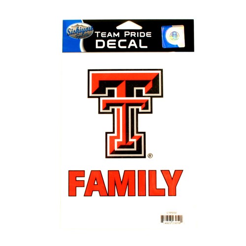Texas Tech Decals - 5.5"x6.5" TEAM PRIDE FAMILY DECALS - Series2 - 12 For $24.00 - Texas Tech