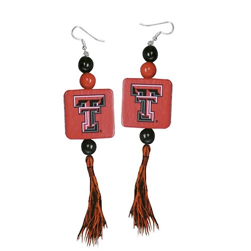 Texas Tech Earrings - Wood England Dangle Style - 12 Pair For $30.00 - Texas Tech