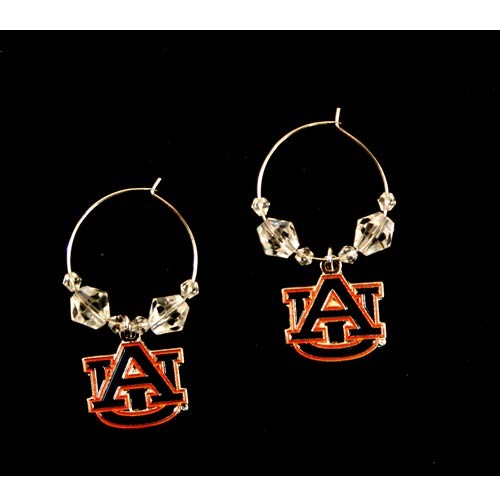 Auburn Tigers Earrings - Clear Bead HOOP Style Dangle Earrings - $5.00 Per Pair - Auburn