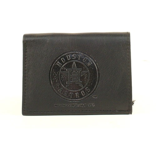Total Overstock - Houston Astros Wallets - New Logo - Black Tri-Fold - Wholesale Leather Wallets - 12 For $60.00 - Wholesale Houston Astros Products - Astros Merchandise 2