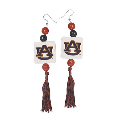 Auburn Tigers Earrings - Wood England Dangle Style - 12 Pair For $30.00 - Auburn