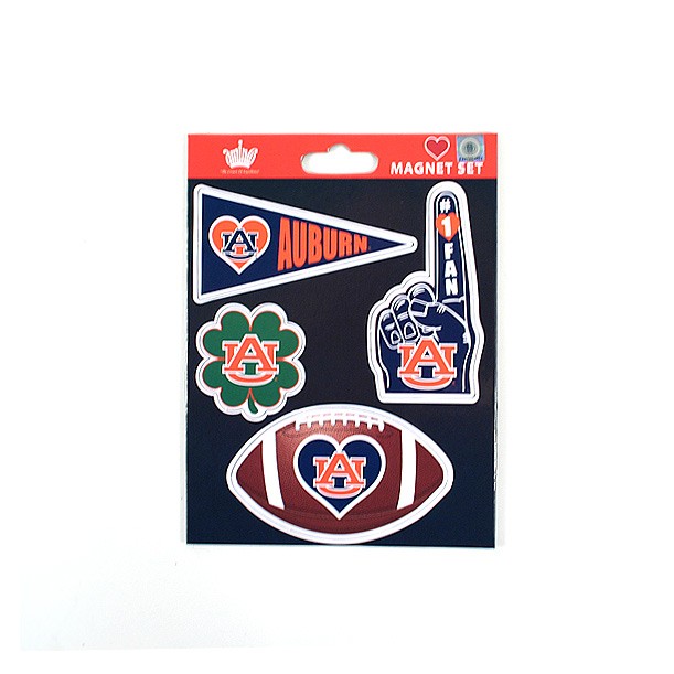 Auburn Tigers Heart Series Magnets - Heavy Stock - 4PC Magnet Set - 4.5"x6" Template - 12 Sets For $15.00 - Auburn