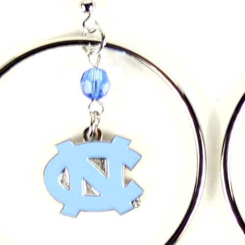 UNC Tarheels Earrings - 2" Color Bead Hoop Dangle Earrings - $4.00 Per Pair - North Carolina