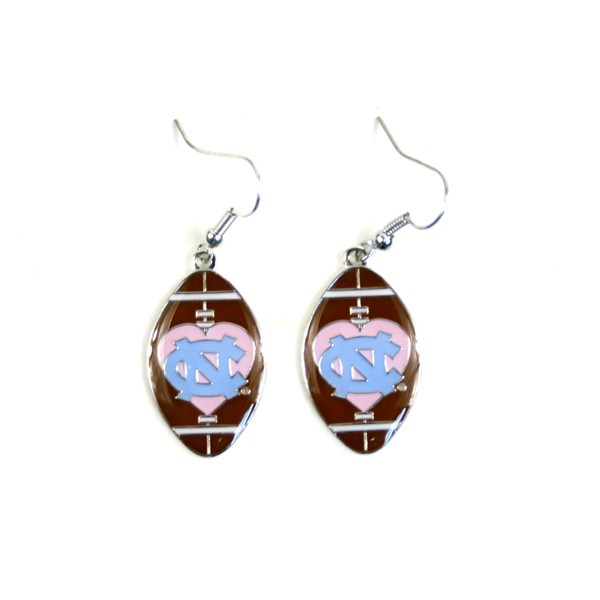 UNC Tarheels Earrings - Love Football Series - Dangle Earrings - 12 Pair For $30.00 - North Carolina
