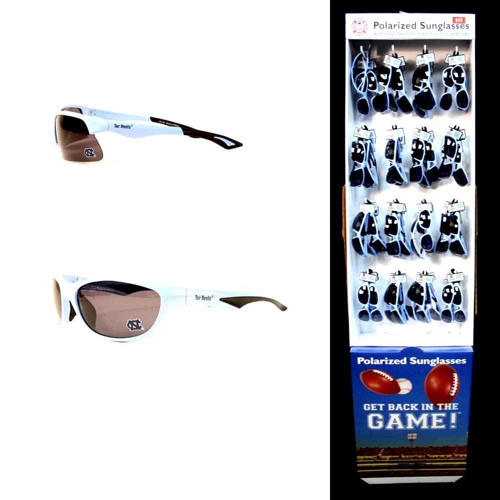 UNC Tarheels Sunglass Display - POLARIZED - 48 Pair Assorted With 2 Styles And Floor Display - $192.00 Per Display - North Carolina