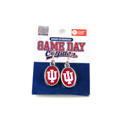 University Of Indiana Earrings - Dangle Oval Style - 12 Pair For $30.00 - Indiana University Hoosiers