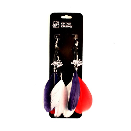 Washington Capitals Earrings - Feather Dangle Style - $2.75 Per Pair - Washington Capitals