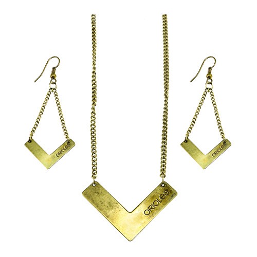 Baltimore Orioles Chevron Sets - Earring And Necklace Sets - 12 for $24.00 - Wholesale Baltimore Orioles Products - Orioles Merchandise