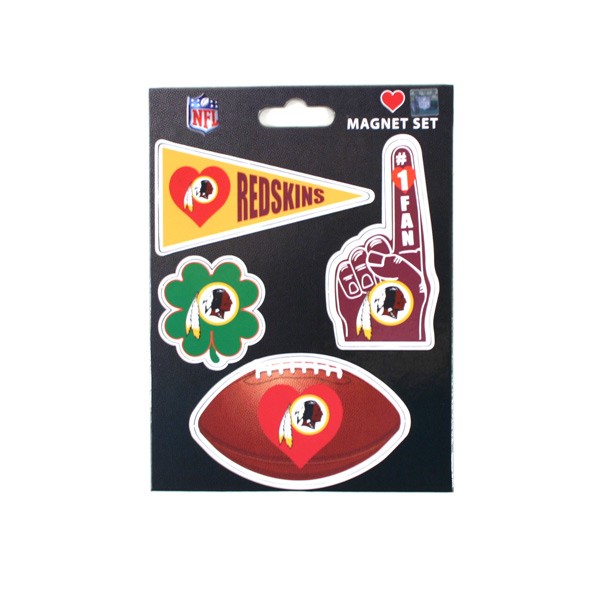 Washington Redskins Heart Series Magnets - Heavy Stock - 4PC Magnet Set - 4.5"x6" Template - 12 Sets For $15.00 - Wholesale Washington Redskins Products - Redskins Merchandise