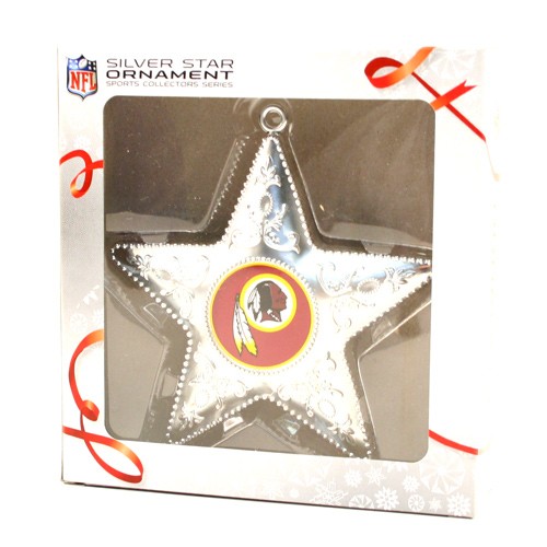 Washington Redskins Ornaments - Silver Star Style - 12 For $36.00 - Wholesale Washington Redskins Products - Redskins Merchandise