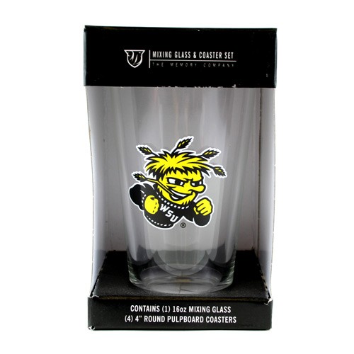 Wichita State Shockers - 16OZ Glass Pint With 4Pack Coaster Set - 12 Sets For $54.00 - Wichita State