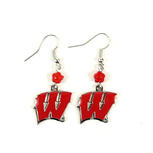 Wisconsin Badgers Earrings - The SOPHIE Style Dangle - $3.50 Per Pair - Wisconsin Badgers