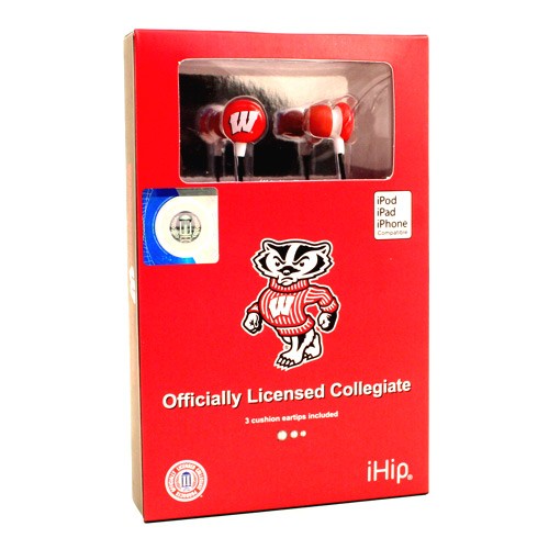Wisconsin Badgers Merchandise - IHIP EarBuds - 12 EarBuds For $54.00 - Wisconsin Badgers