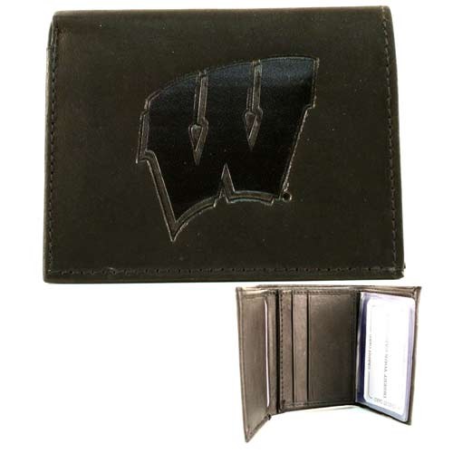 Wisconsin Wallets - Badgers BLACK Tri-Fold Leather Wallets - $7.50 Each - Wisconsin Badgers