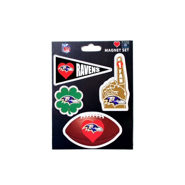 Baltimore Ravens Heart Series Magnets - Heavy Stock - 4PC Magnet Set - 4.5"x6" Template - 12 Sets For $15.00 - Wholesale Baltimore Ravens Products - Baltimore Football