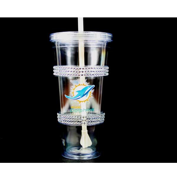 Miami Dolphins Tumblers - 220Z Bling Tumblers - 12 For $42.00 - Wholesale Miami Dolphins Products - Dolphins Merchandise