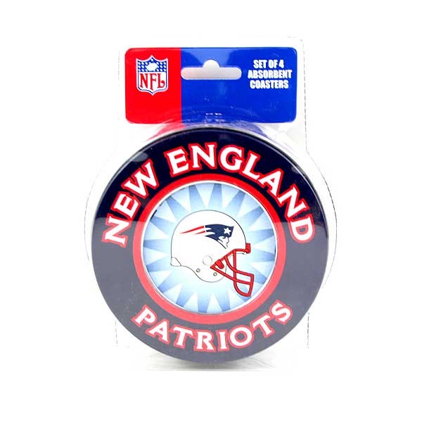 New England Patriots Merchandise - 4Pack Round Coaster Set - 2 Sets For $8.00 - Wholesale New England Patriots - Patriots Merchandise 2