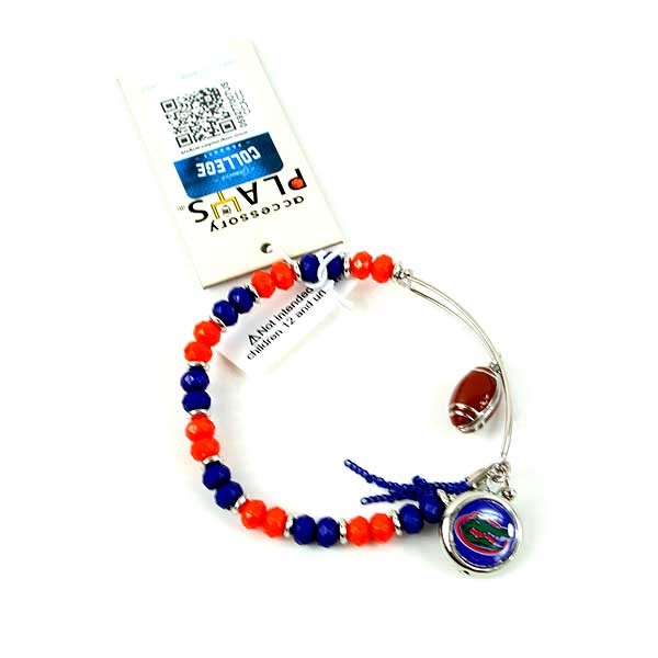 Wholesale Bracelets - Florida Gators #0430 Beaded Charm Bracelets - 2 For $10.00 - Florida Gators