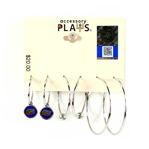 Wholesale Earrings - Florida Gators #0462 Hoop Earrings - 3Pack Set - 12 Sets For $42.00 - Florida Gators
