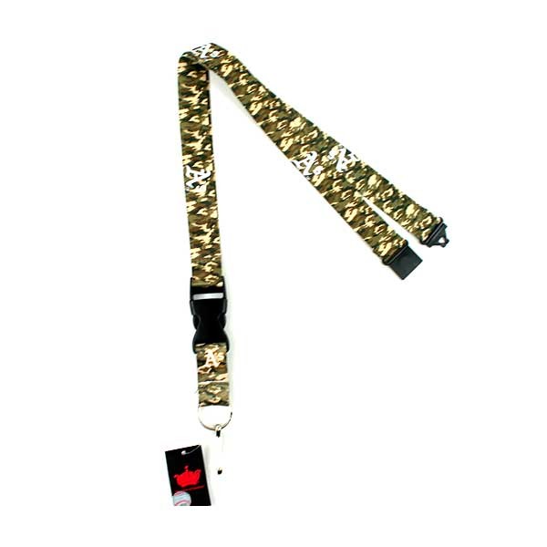Wholesale MLB Products - Oakland A's Army Green Camo Lanyards - 12 For $24.00 - Wholesale Oakland Athletics Products - Athletics Merchandise