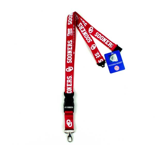 Oklahoma Sooners Lanyards - 2Side TC Lobster Claw Lanyards - 12 For $30.00 - Oklahoma