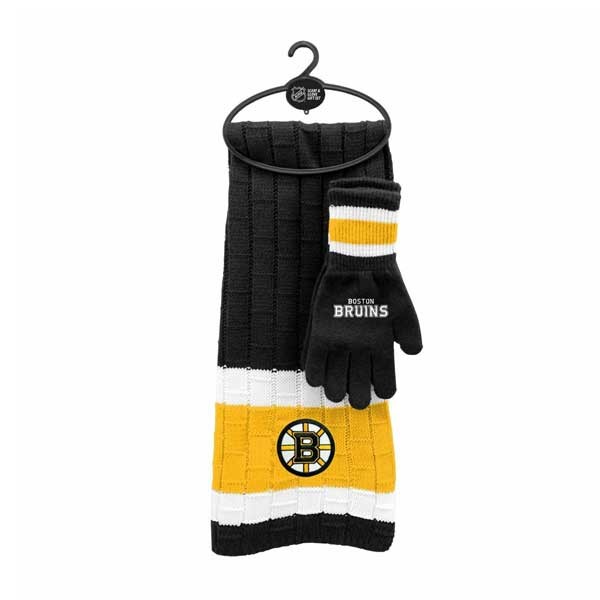 Boston Bruins Scarf Sets - Heavy Knit Scarf And Glove Set - 2 Sets For $27.00 - Boston Bruins