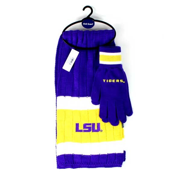 LSU Tigers Items - Heavy Knit Scarf And Glove Sets - 12 Sets For $150.00 - LSU