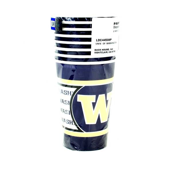 Washington Huskies - 8Count Disposable Cup Set - 12 Sets For $12.00 - Washington Huskies