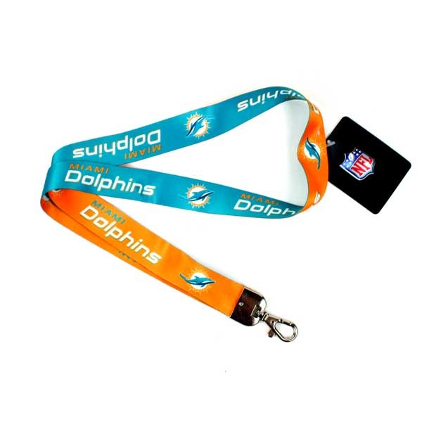 Miami Dolphins Lanyards - Series2 - 2Tone Lobster - 12 For $24.00 - Wholesale Miami Dolphins Products - Dolphins Merchandise 2