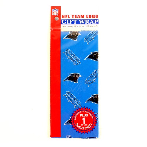 Blowout - Carolina Panthers Wrapping Paper - 3Pack 20"x30" Paper - 12 Packs For $12.00 - Wholesale Carolina Panthers Products - Carolina Football