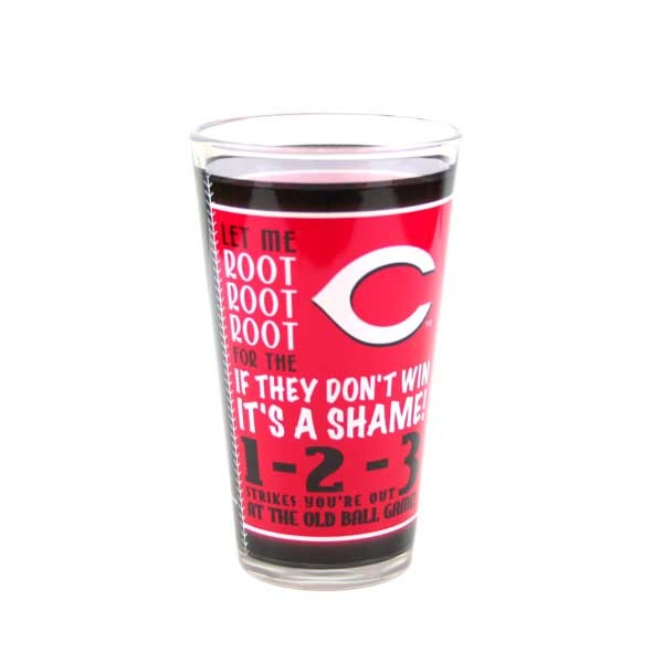 Cincinnati Reds Merchandise - 16OZ Glass Pints - Full Red Color Striper - 12 For $30.00 - Wholesale Cincinnati Reds Products - Reds Merchandise 2