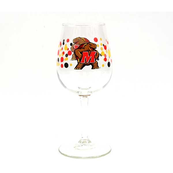 Wholesale Maryland Merchandise - Terapins Polka Dot Wine Glasses - 2 For $10.00 - Maryland Terapins