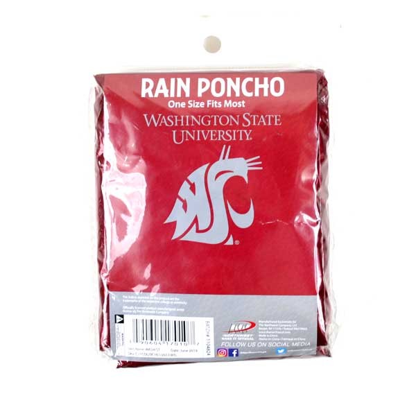 Washington State Cougars Gear - Stormfront Style Ponchos - 12 For $18.00 - Washington State