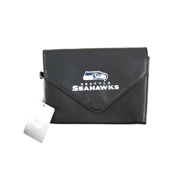Seattle Seahawks Bags - Diverdown Black Wrister Pocketbook - 12 For $30.00 - Wholesale Seattle Seahawks Product - Seahawks Merchandise
