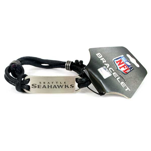 Seattle Seahawks Bracelets - Metal Plate Corded Bracelets - 12 For $18.00 - Wholesale Seattle Seahawks Product - Seahawks Merchandise