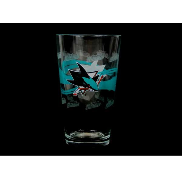 San Jose Sharks Pint Glass - 16OZ Repeater - 12 For $30.00 - San Jose Sharks