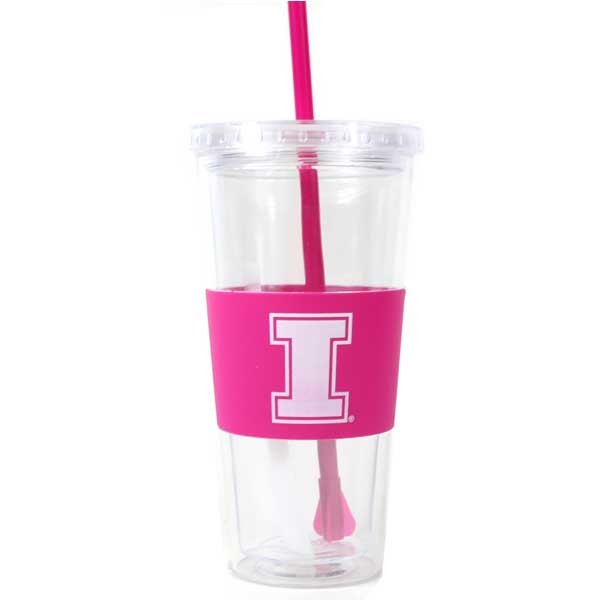 Illinois University - 22OZ Pink Wrap Straw Tumblers - 12 For $30.00 - Illinois